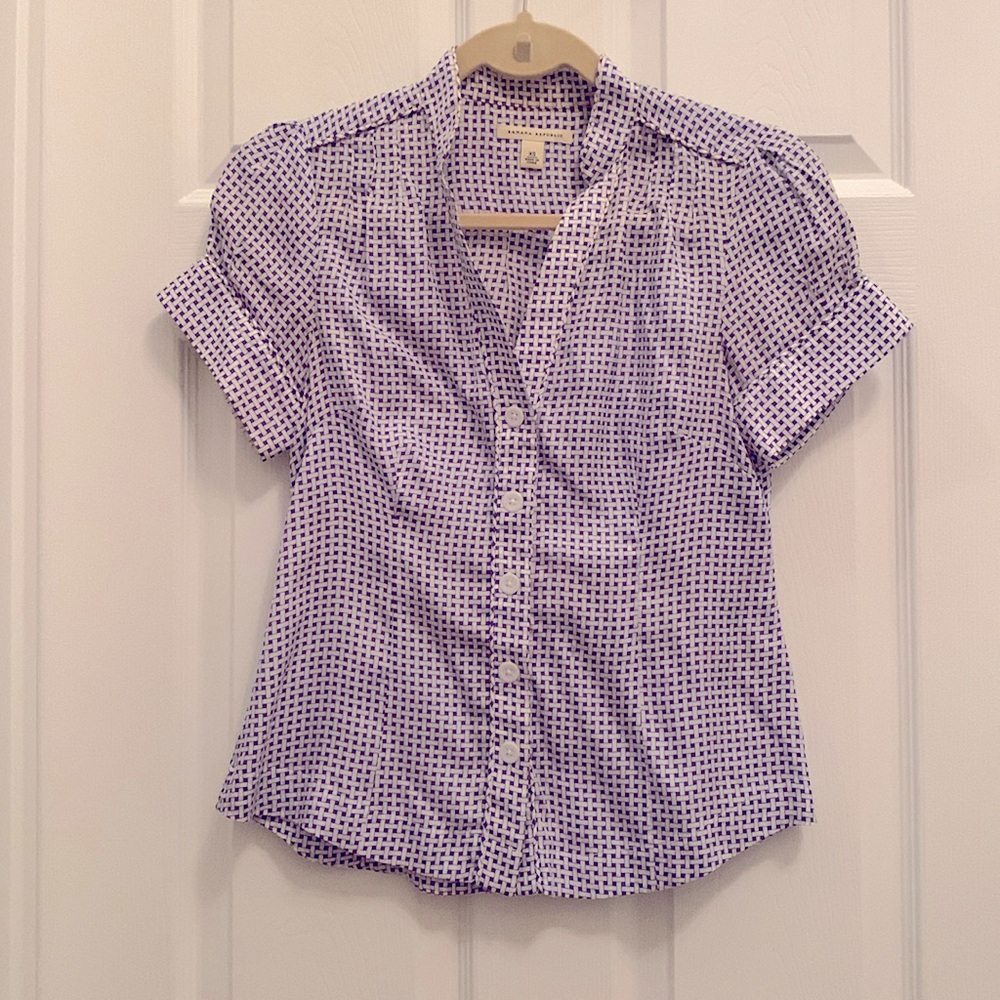 Women's Blue and White Blouse